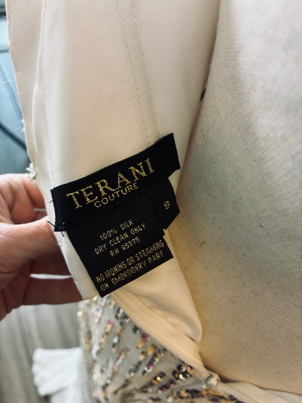 Terani Couture Ivory Beaded Strapless Gown - Picture 5 of 12
